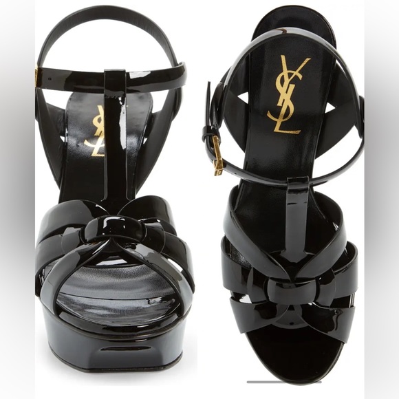 Saint Laurent Tribute Patent T-Strap Platform Sandals in Nero. Worn twice - Picture 3 of 10